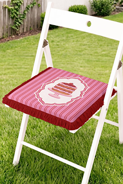 Realhomes Cake and Dessert Figured Striped Fringed Zippered Chair Cushion - T...