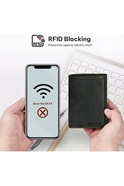 GENERAL محفظة رجالية من الجلد الطبيعي من VALENCHI مع خاصية حجب RFID، تصميم نح...