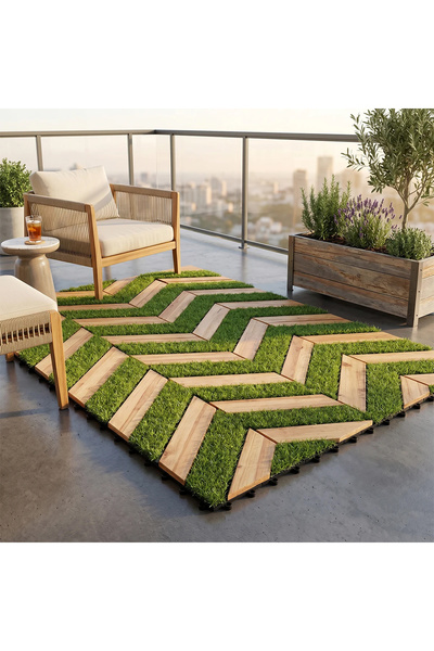 co arma 12-piece wooden floor tile set for decorating walkways, decks, and ga...
