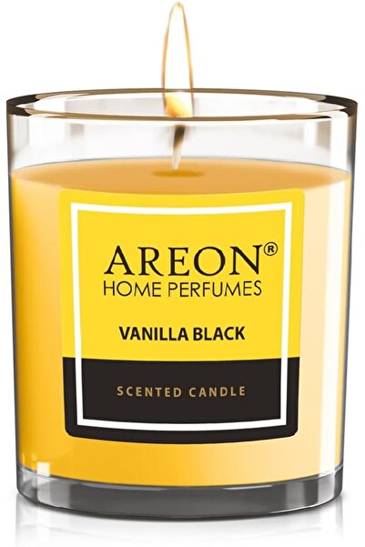 Areon شمعة معطرة برائحة الفانيليا السوداء 120 جرام، صفراء