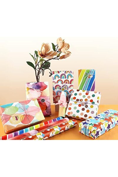 KASTWAVE Birthday Wrapping Paper, Gift Wrapping Paper Roll Set Included 6 Pac...