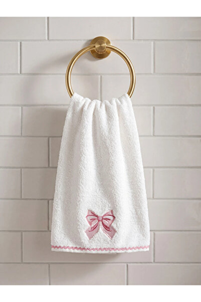 LC Waikiki Lcw Home Ecru Bowknot Embroidered Cotton Face Towel 50X80 cm