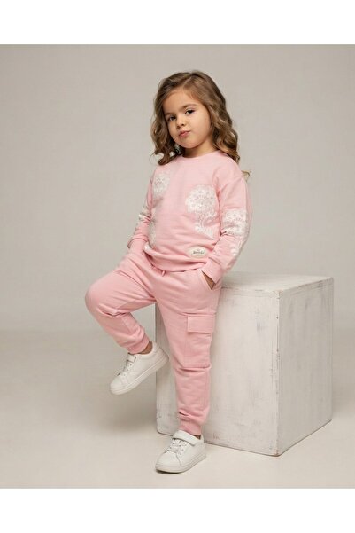 Ege Bebek Girl's Floral Printed Seasonal Compact 2-Strand Tracksuit Set for A...