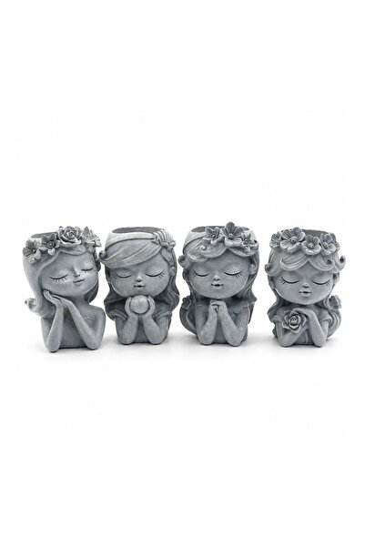 Generic Beram Bonsai Craft Vase 4-Set Pray Dream Flower Blessing Dolls Grey P...