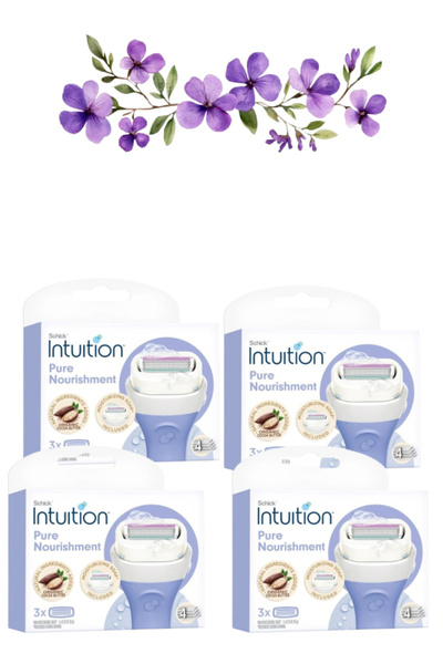 Schick Intuition 4 قطع من شفرات الحلاقة النسائية Pure Nourishment، عبوة من 3 قطع