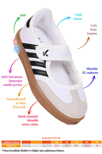 Kiko Kids Renna Günlük Cırtlı Işıklı Kız Çocuk Babet Spor Ayakkabı