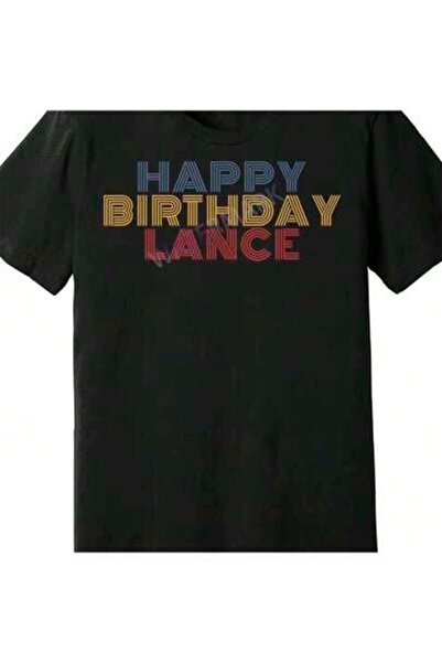 KYMC07 تي شيرت Happy Birthday Lance Personalized Name Retro Typography 200643...