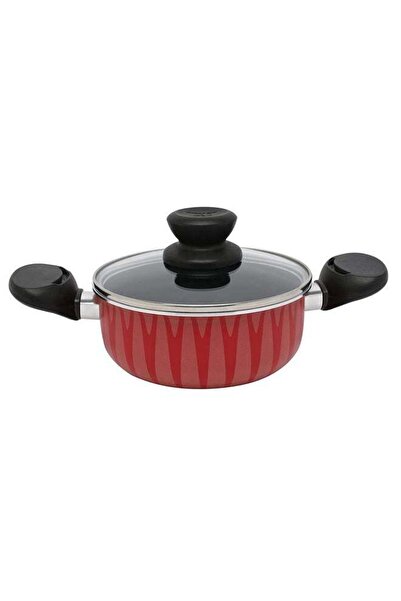 Trust Non-Stick Aluminum Pot With Glass Lid With Heat Resistant Handle Red/Black
