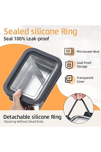GENERAL Misichao Stainless Steel Food Storage Containers with Lids - 600ml 3 ...