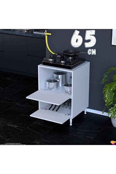 Eliusta Siena 65 cm Çift Kapaklı Set Üstü Ocak Dolabı Fırınlık Kiler Çok Amaç...