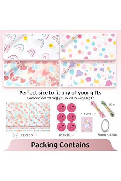 Baytion Gift Wrapping Paper, Birthday Wrapping Paper Set with Twine&Tape, Lar...