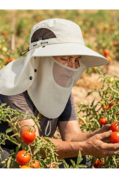 PIECE SIGNATURE Unisex Safari Hat with Breathable Mask for Farming, Camping, ...
