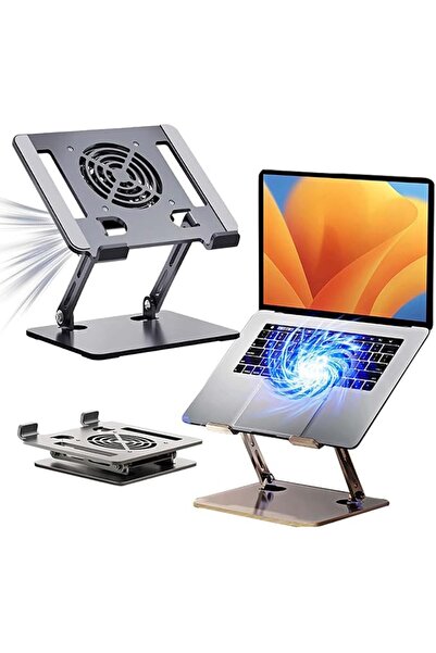 Lukione Aluminum Laptop Cooling Stand with Fan,Adjustable Height Pad for 10-1...