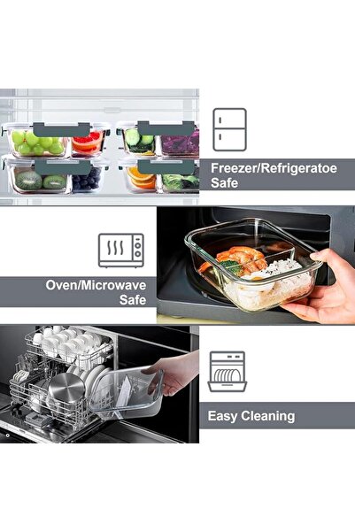 SAGREENY 4 Pack Glass Meal Prep Containers 2 Compartment Set, 1040ml Airtight...