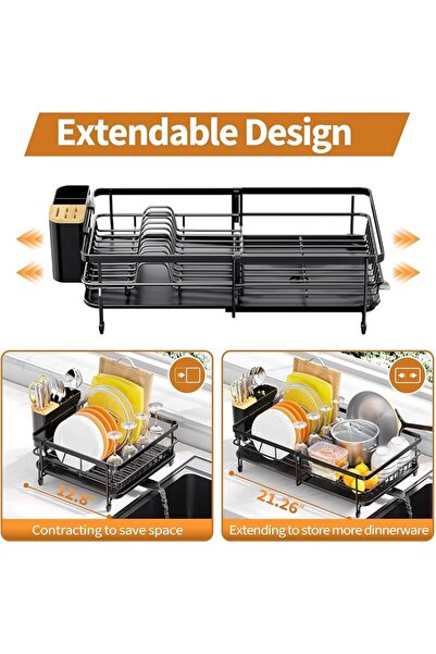 GENERAL Expandable Kitchen Sink Drain Rack - Stainless Steel Over Sink Dish D...