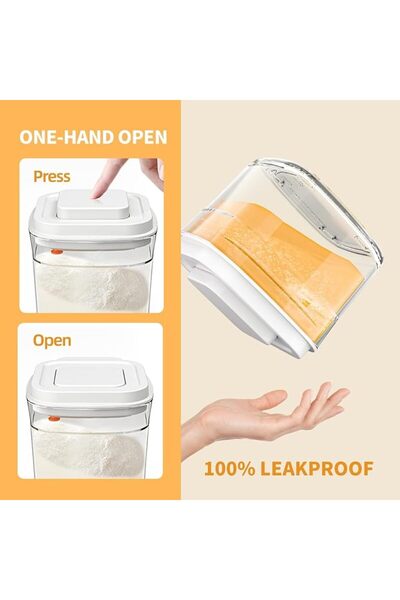 AZONEE 3-Piece Food Storage Jars with POP-UP Lids, Airtight Containers, 350ml...