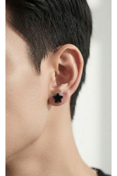 HOŞGÖR ACCESSORIES Men's Magnetic Steel Earrings (Pair)