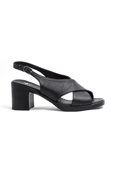 Mamito Ayakkabı As 107 Genuine Leather Adjustable Heeled Sandals with Cross S...