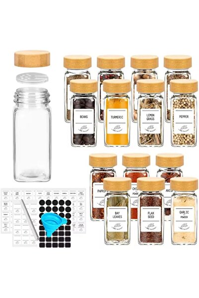 Generic Glass Spice Jars Set with Bamboo Lids, 12 Pieces, Includes Labels and...