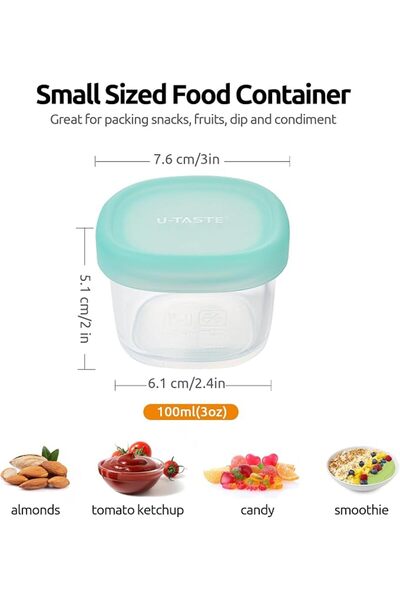 U-Taste 60ml 2PCS Silicone Food Containers Set Airtight Box(Aqua Sky) | Small...