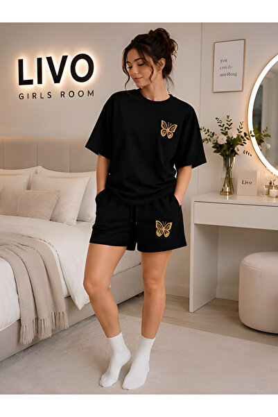 EFFRENATU Cherry Printed Oversize Cotton T-Shirt-Shorts Set