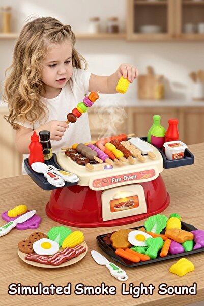 Generic 1 Abs Interactive Bbq Grill Playset Smoke Light Sound Cooking Role Pl...