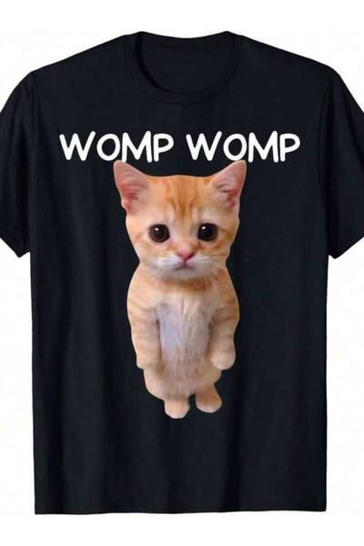 NOURAM Funny Womp Cat Meme T-Shirt For Men, Humor Graphic Tees Gift, Round Ne...