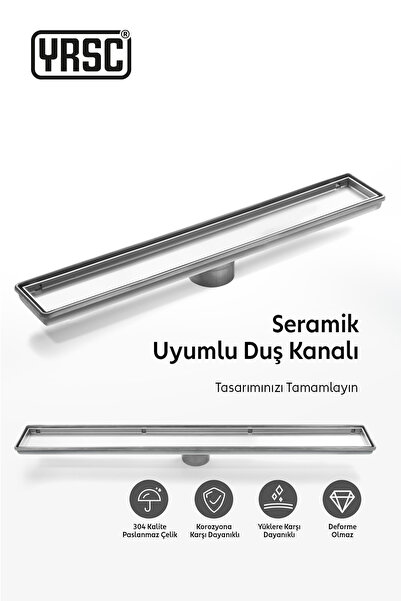 YRSC Lineer 1 Serisi - 40 cm Seramik Uyumlu, Ø50, Klapeli, 304 Kalite Paslanm...