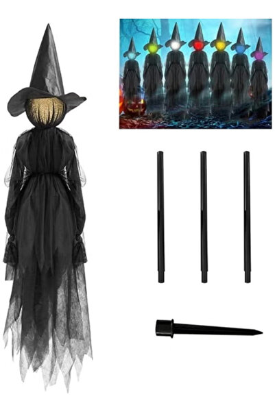 TAPIT Decorations Outdoor Life-Size Screaming Lights Up Witches with Stakes H...