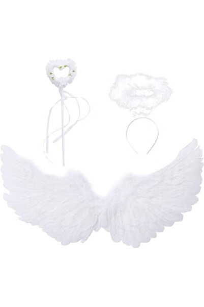 GGEROU White Wings and Halo Magic Wand Feather Wing Costume Party for Kids Gi...