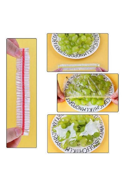 DAVIDAMI CONCEPT Folie Alimentara cu Elastic Multicolor, Set 100 bucati pentru Alimente sau Boluri cu diametrul 8 - 20 cm