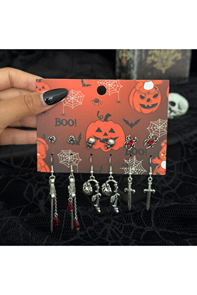 Choice1 style 2 Ingemark 6Pairs/Set Halloween Red Crystal Skull Spider Metal ...