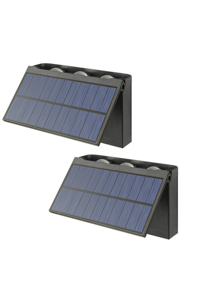 STARSTAR 2-piece set of 6 LED solar-powered courtyard garden wall lights, amb...