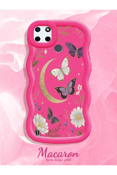CHICASELUX Realme C21Y/C25Y Compatible Wavy Frame Moon Butterfly and Flower P...