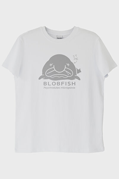 lofux It Me Printed Blobfish Design White T-Shirt