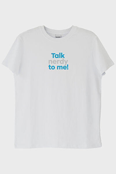 lofux Talk Nerdy to Me White T-Shirt