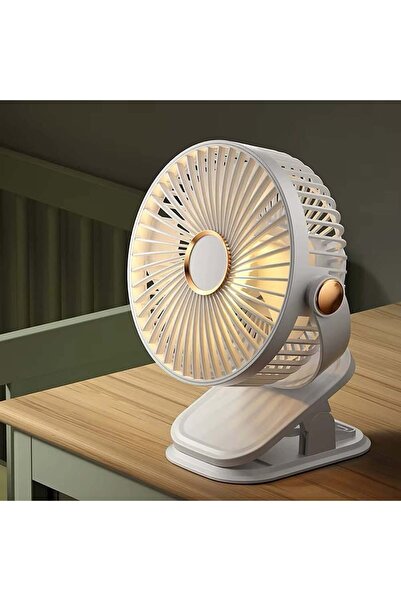 Primo Plus مروحة مكتب محمولة قابلة لإعادة الشحن مع إضاءة ليلية LED - 5 إعدادا...