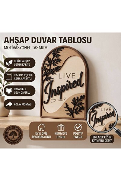ROKH Doğal Ahşap Duvar Tablosu 3D Lazer Kesim Hediyelik Ev Dekoratif Hediyesi...
