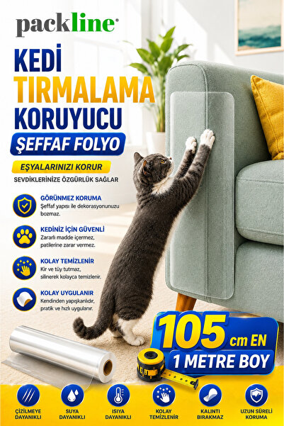 Packline Marketing Zaštitna folija za sofu od grebanja od mačaka, providna le...