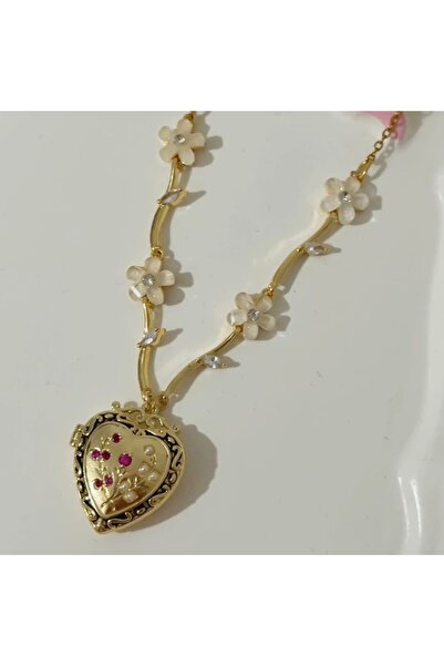 Heda Jewelry Vintage Garden Tasarım Locket Kolye - Kapaklı Açılabilir Anı Kol...