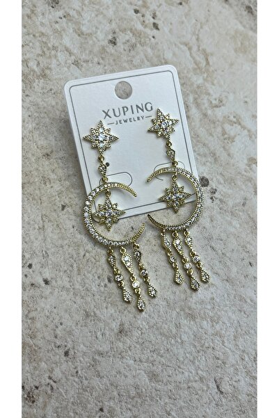 ADELYA CONCEPT Moon Detailed Stone Dangle Xuping Earrings