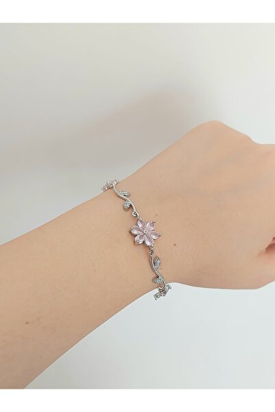 bijoux uniques Zircon Stone Waterway Leaf Flower Ivy Steel Bracelet