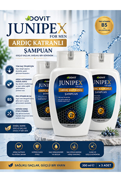 Dovit Junipex for Men Juniper Tar Shampoo 300 ml X 3 Pcs |   Contains Pro Vit...
