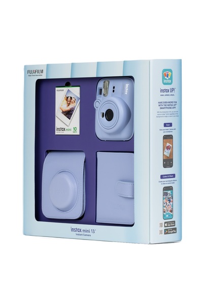 Fujifilm Instax mini 13 Mavi Fotoğraf Makinesi 10'lu Film Kare Albüm ve Deri Kılıf Bundle Box