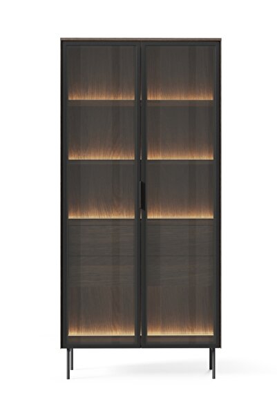QUALITYHOME Βιτρίνα Lumi Καρυδιά 91x194x39εκ.