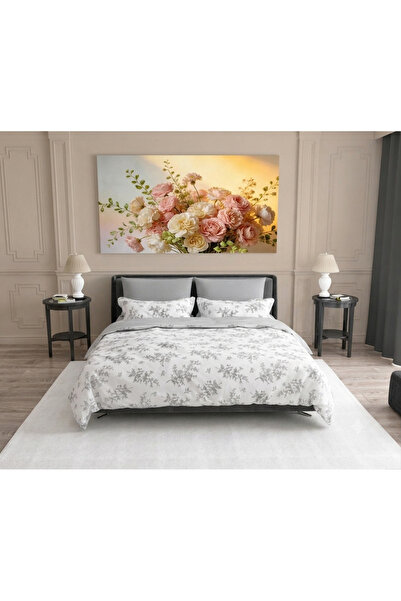 Kunzita Home مفرش لي لي مطبع نفرين 6قطع فاخر مقاس 240×260 سم – لون أبيض