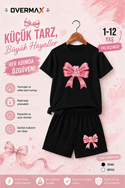 OVERMAX Roze medvedić sa trakom, dječji set – majica i šortsevi, kombinacija ...