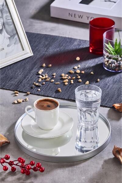 Altabi Mirrored Round Presentation Tray – Silver Framed 24 cm 2 Pieces Tray o...