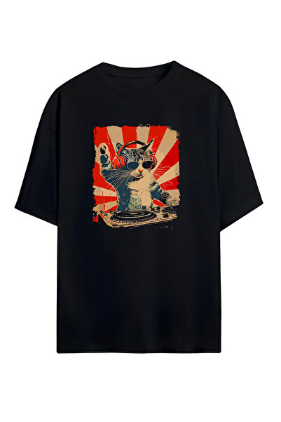 STİL-X Catzilla Printed Unisex 100% Cotton Oversize T-Shirt