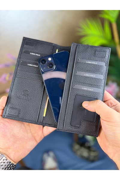 LORİS POLO Torino Hakiki Deri Uzun Unisex Cüzdan – Telefon Bölmeli, iPhone Uy...